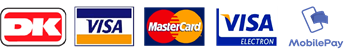 Betal med Dankort, Visa-Dankort, Mastercard, visa-elektron eller MobilePay